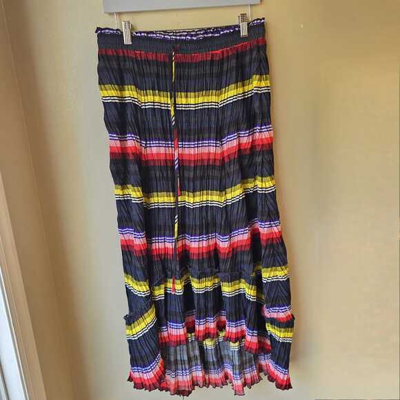WD.NY Dresses & Skirts - WD. NY Colorful Maxi Skirt Size M Striped Elastic Waist High Low Multicolor Boho